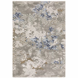 10' X 13' Grey Blue Ivory Brown And Navy Abstract Power Loom Stain Resistant Area Rug - Homeroots