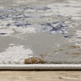 10' X 13' Grey Blue Ivory Brown And Navy Abstract Power Loom Stain Resistant Area Rug - Homeroots