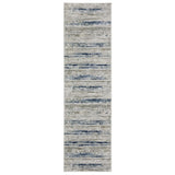 2' X 8' Grey Blue Light Blue Ivory And Brown Abstract Power Loom Stain Resistant Runner Rug - Homeroots - Flyclothing LLC