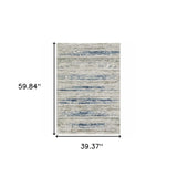 3' X 5' Blue Ivory Grey Light Blue And Brown Abstract Power Loom Stain Resistant Area Rug - Homeroots - Flyclothing LLC