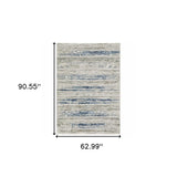 5' X 8' Blue Ivory Grey Light Blue And Brown Abstract Power Loom Stain Resistant Area Rug - Homeroots - Flyclothing LLC