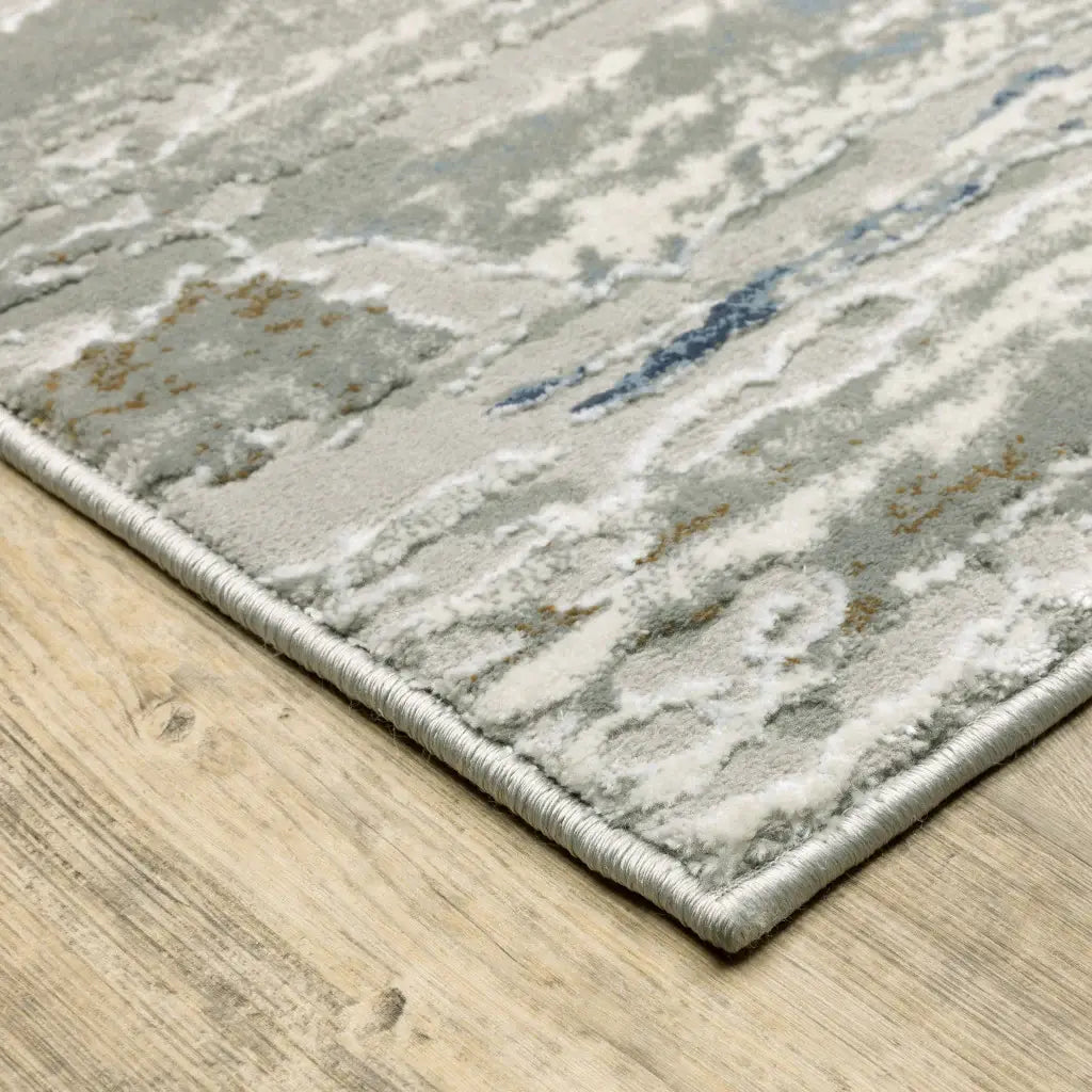 5' X 8' Blue Ivory Grey Light Blue And Brown Abstract Power Loom Stain Resistant Area Rug - Homeroots - Flyclothing LLC