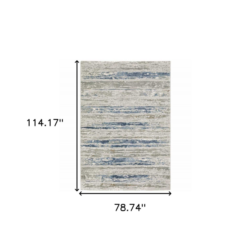 6' X 9' Blue Ivory Grey Light Blue And Brown Abstract Power Loom Stain Resistant Area Rug - Homeroots - Flyclothing LLC