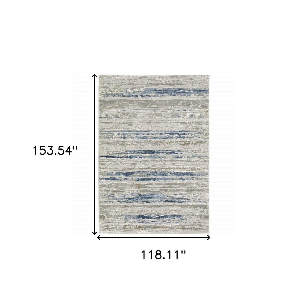 10' X 13' Blue Ivory Grey Light Blue And Brown Abstract Power Loom Stain Resistant Area Rug - Homeroots - Flyclothing LLC