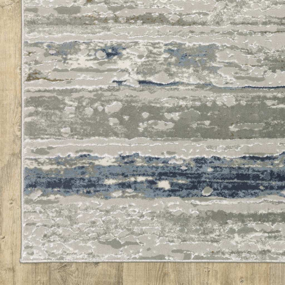 10' X 13' Blue Ivory Grey Light Blue And Brown Abstract Power Loom Stain Resistant Area Rug - Homeroots - Flyclothing LLC