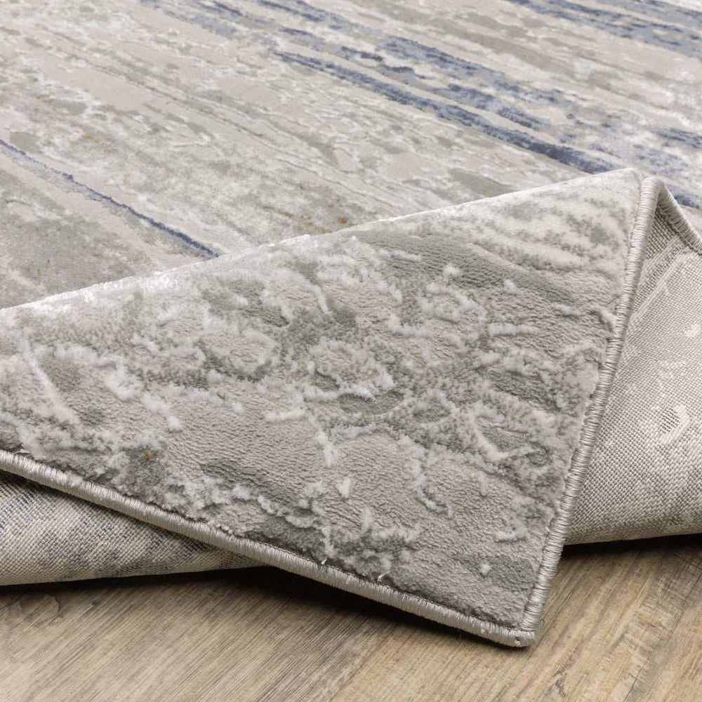 10' X 13' Blue Ivory Grey Light Blue And Brown Abstract Power Loom Stain Resistant Area Rug - Homeroots - Flyclothing LLC