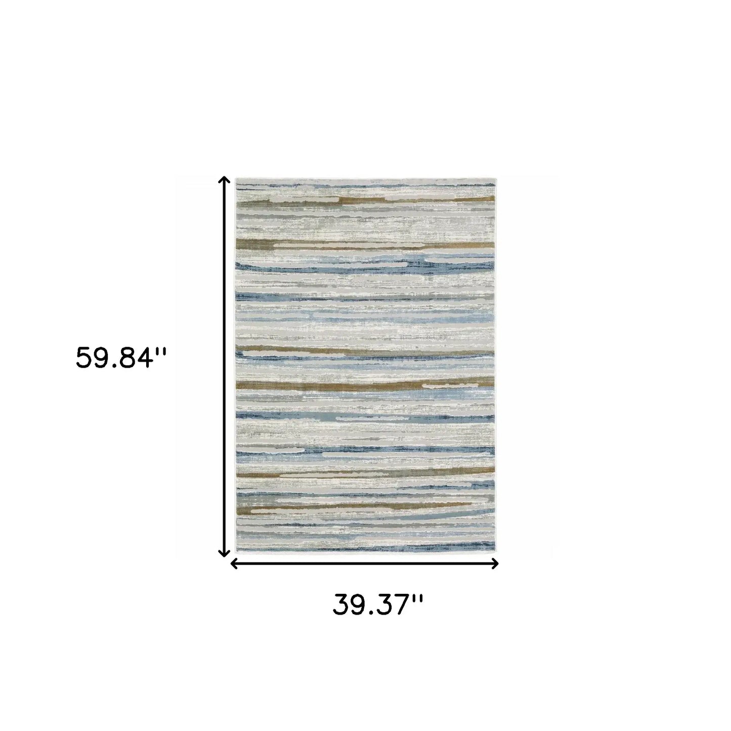 3' X 5' Grey Blue Ivory Brown Beige And Navy Abstract Power Loom Stain Resistant Area Rug - Homeroots - Flyclothing LLC