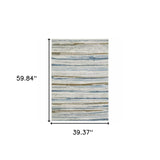 3' X 5' Grey Blue Ivory Brown Beige And Navy Abstract Power Loom Stain Resistant Area Rug - Homeroots - Flyclothing LLC