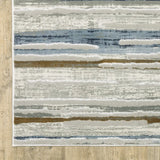 6' X 9' Grey Blue Ivory Brown Beige And Navy Abstract Power Loom Stain Resistant Area Rug - Homeroots - Flyclothing LLC