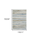 10' X 13' Grey Blue Ivory Brown Beige And Navy Abstract Power Loom Stain Resistant Area Rug - Homeroots - Flyclothing LLC