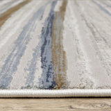 10' X 13' Grey Blue Ivory Brown Beige And Navy Abstract Power Loom Stain Resistant Area Rug - Homeroots