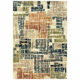 10' X 13' Beige Terracotta Green Navy And Grey Abstract Power Loom Stain Resistant Area Rug - Homeroots - Flyclothing LLC