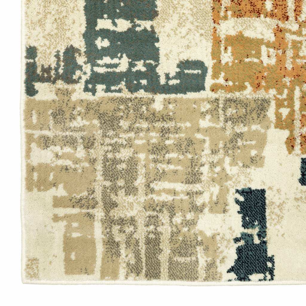 10' X 13' Beige Terracotta Green Navy And Grey Abstract Power Loom Stain Resistant Area Rug - Homeroots - Flyclothing LLC