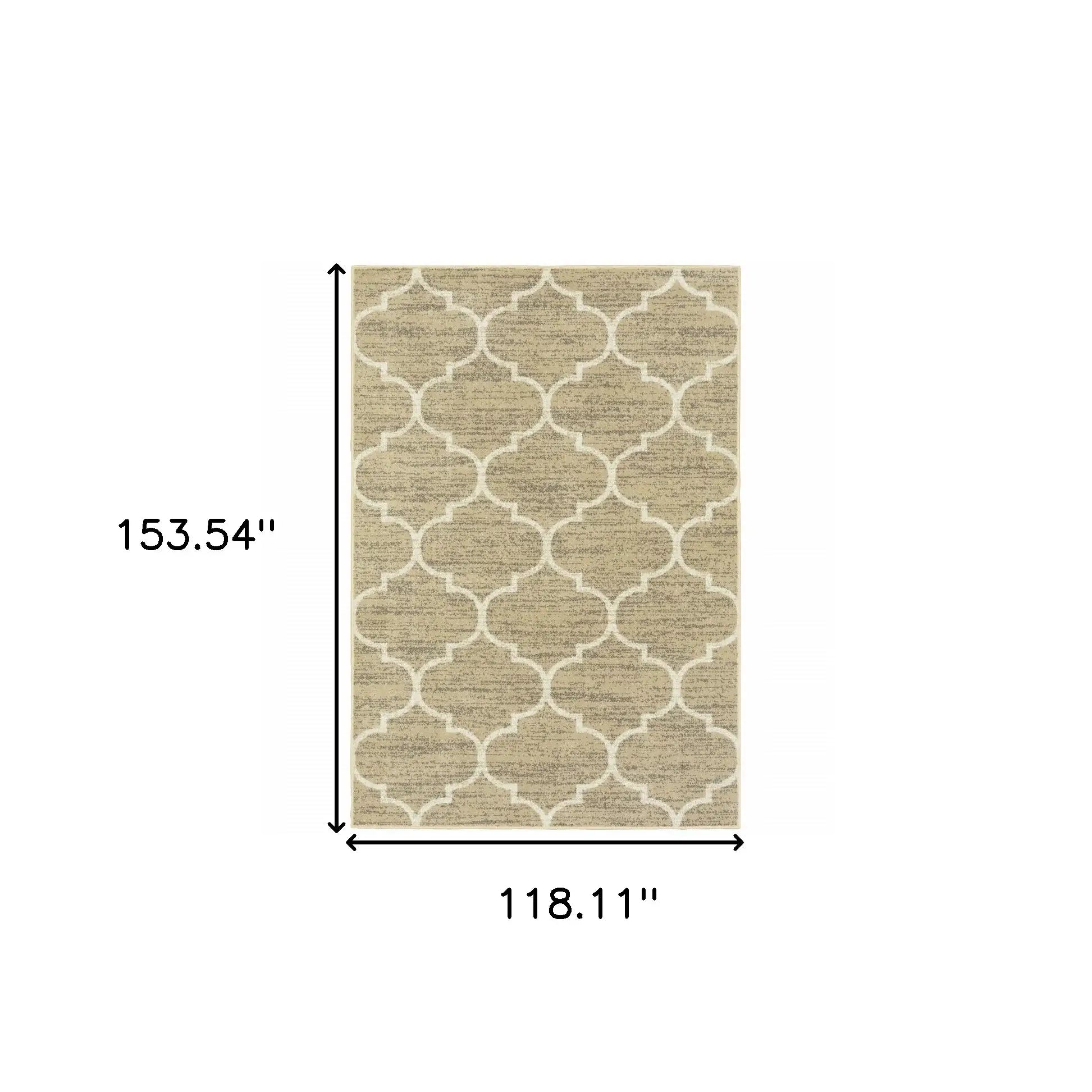 10' X 13' Beige And Ivory Geometric Power Loom Stain Resistant Area Rug - Homeroots - Flyclothing LLC