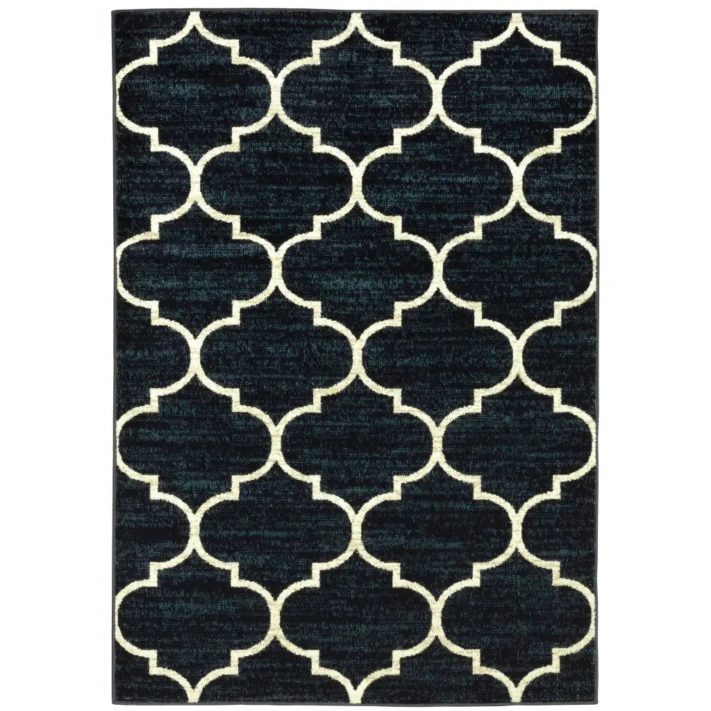 10' X 13' Navy And Ivory Geometric Power Loom Stain Resistant Area Rug - Homeroots - Flyclothing LLC
