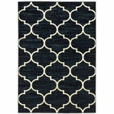 10' X 13' Navy And Ivory Geometric Power Loom Stain Resistant Area Rug - Homeroots