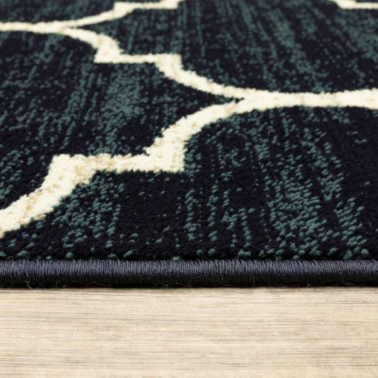 10' X 13' Navy And Ivory Geometric Power Loom Stain Resistant Area Rug - Homeroots - Flyclothing LLC