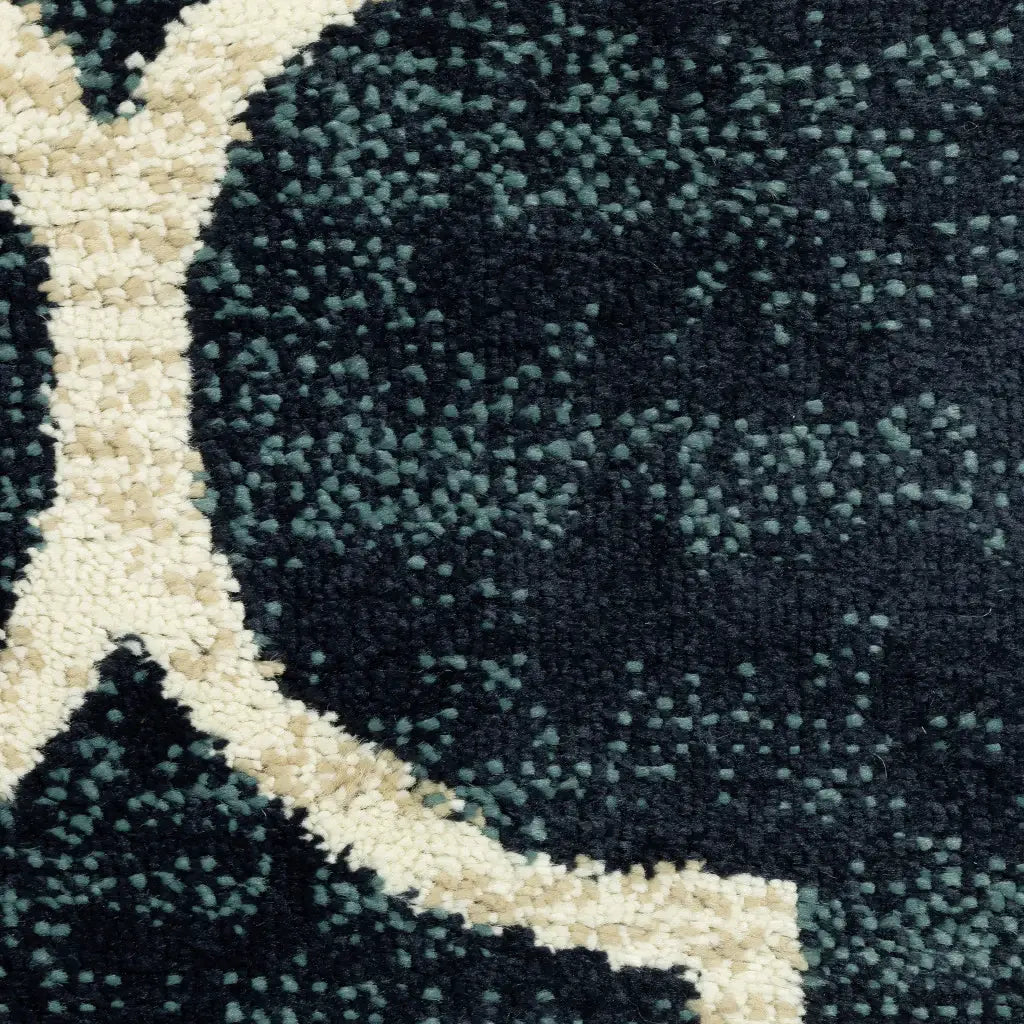 10' X 13' Navy And Ivory Geometric Power Loom Stain Resistant Area Rug - Homeroots - Flyclothing LLC