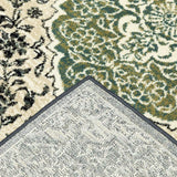 10' X 13' Ivory Navy And Green Oriental Power Loom Stain Resistant Area Rug - Homeroots - Flyclothing LLC