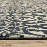 10' X 13' Blue And Ivory Floral Power Loom Stain Resistant Area Rug - Homeroots - Flyclothing LLC