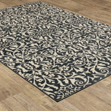 10' X 13' Blue And Ivory Floral Power Loom Stain Resistant Area Rug - Homeroots - Flyclothing LLC