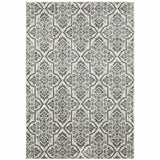 10' X 13' Ivory Blue And Sage Floral Power Loom Stain Resistant Area Rug - Homeroots