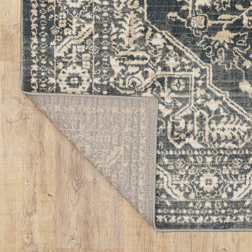 10' X 13' Beige Grey And Blue Oriental Power Loom Stain Resistant Area Rug - Homeroots - Flyclothing LLC