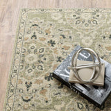 2' X 8' Green Ivory Grey And Tan Floral Power Loom Stain Resistant Runner Rug - Homeroots - Flyclothing LLC