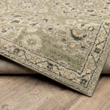 2' X 8' Green Ivory Grey And Tan Floral Power Loom Stain Resistant Runner Rug - Homeroots - Flyclothing LLC