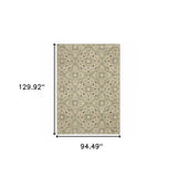 8' X 11' Green Ivory Grey And Tan Floral Power Loom Stain Resistant Area Rug - Homeroots - Flyclothing LLC