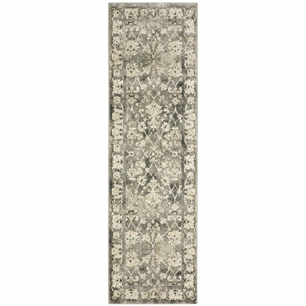 2' X 8' Grey Beige Tan And Brown Oriental Power Loom Stain Resistant Runner Rug - Homeroots - Flyclothing LLC