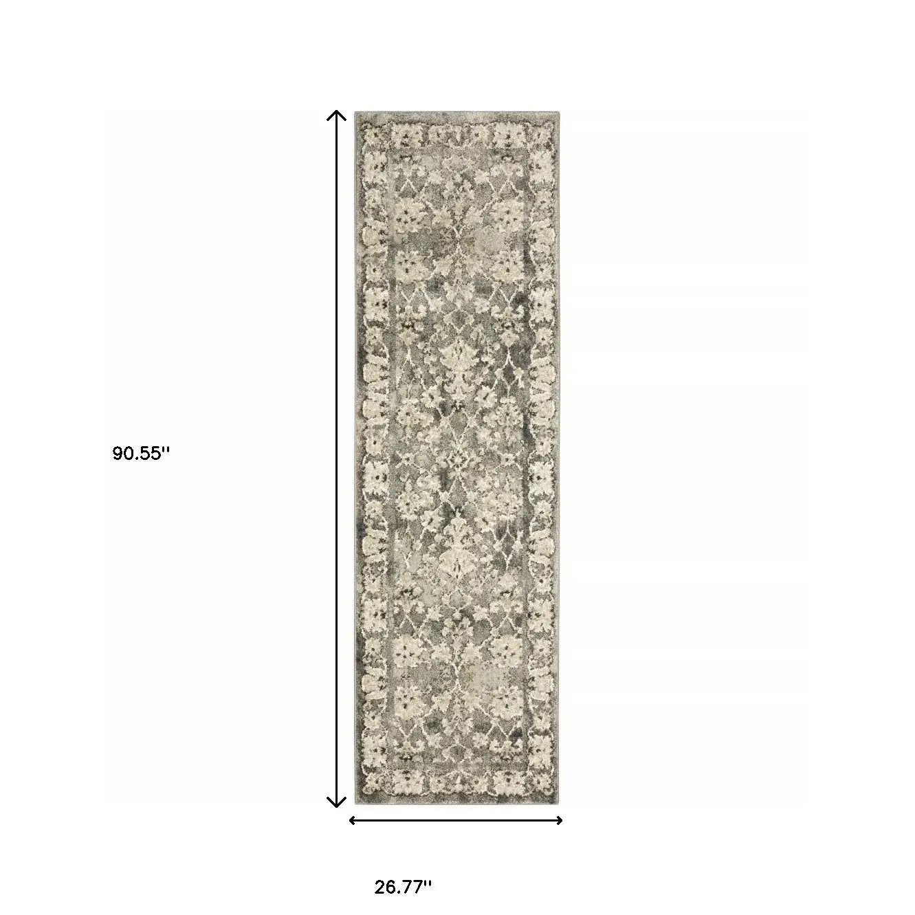 2' X 8' Grey Beige Tan And Brown Oriental Power Loom Stain Resistant Runner Rug - Homeroots - Flyclothing LLC
