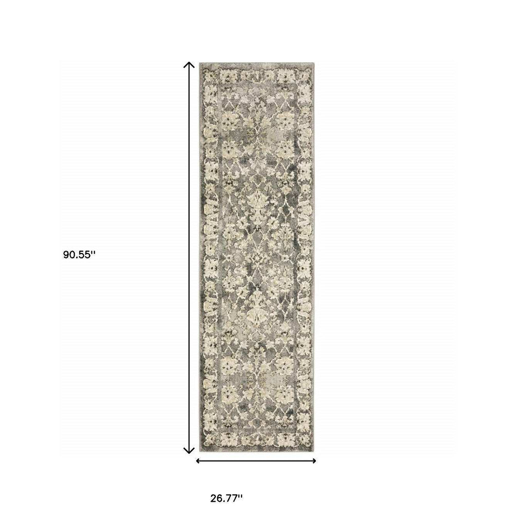 2' X 8' Grey Beige Tan And Brown Oriental Power Loom Stain Resistant Runner Rug - Homeroots - Flyclothing LLC
