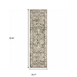 2' X 8' Grey Beige Tan And Brown Oriental Power Loom Stain Resistant Runner Rug - Homeroots - Flyclothing LLC