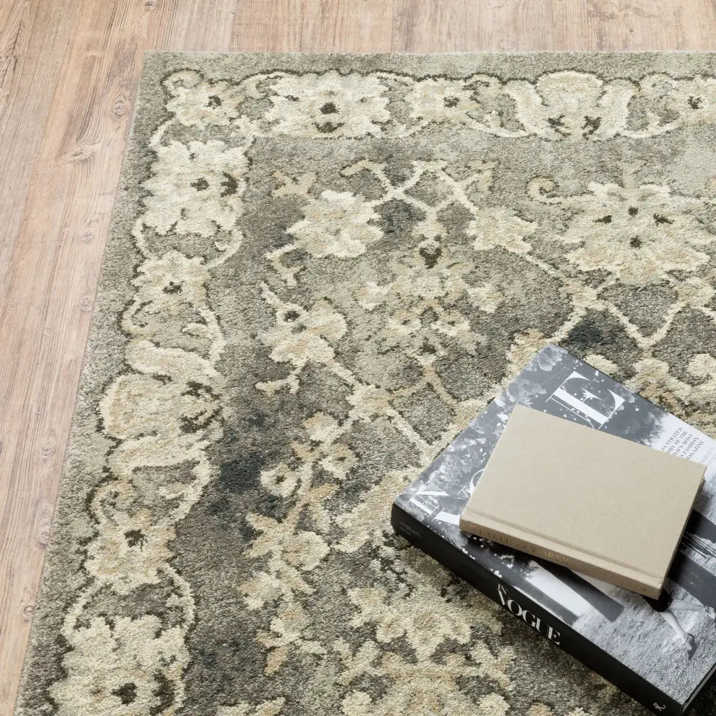 2' X 8' Grey Beige Tan And Brown Oriental Power Loom Stain Resistant Runner Rug - Homeroots - Flyclothing LLC