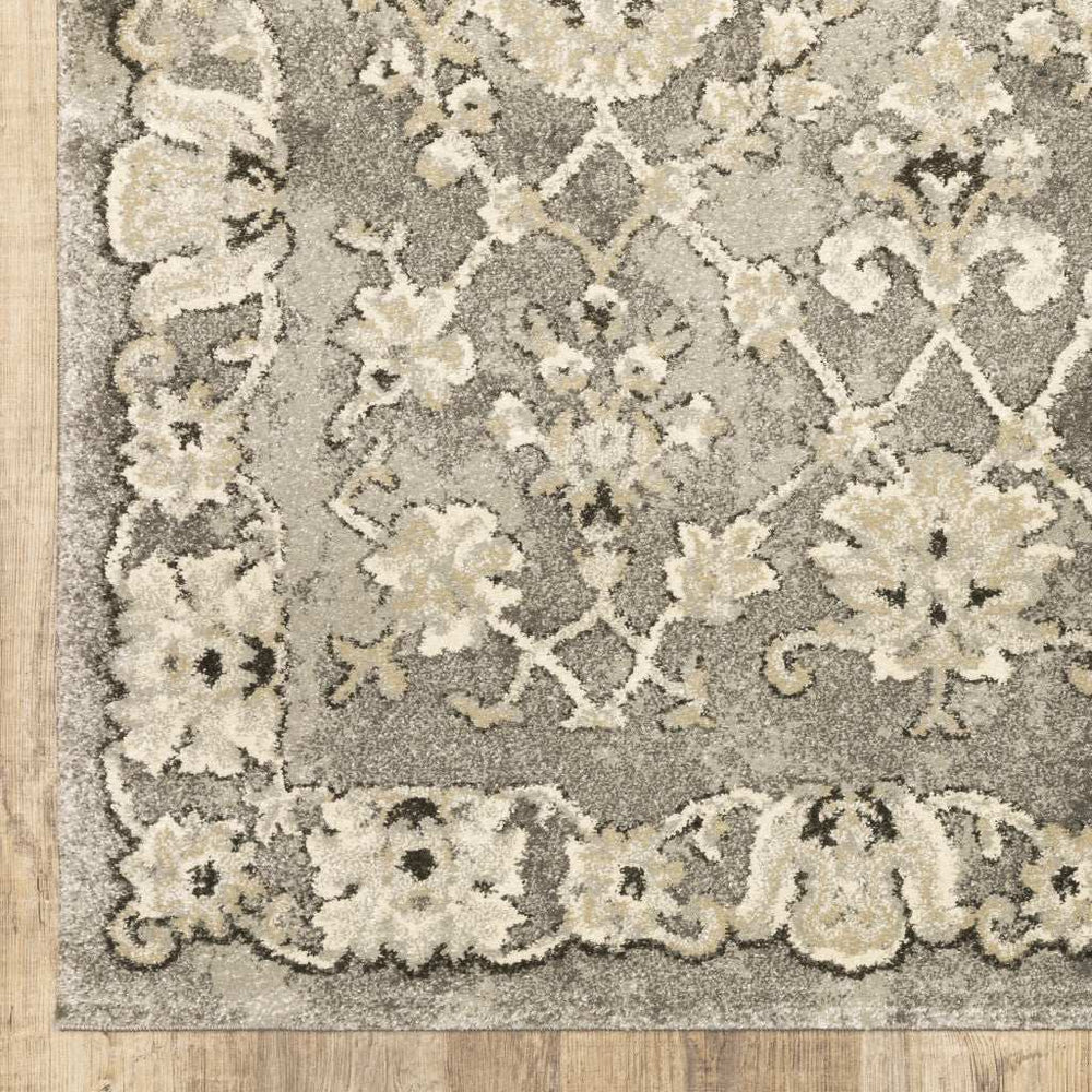 2' X 8' Grey Beige Tan And Brown Oriental Power Loom Stain Resistant Runner Rug - Homeroots - Flyclothing LLC