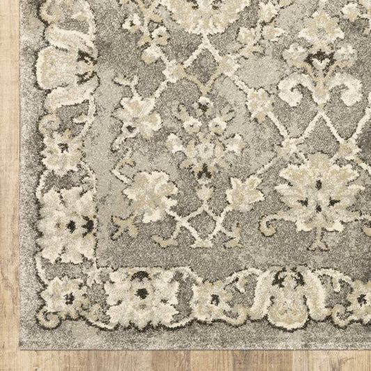 2' X 8' Grey Beige Tan And Brown Oriental Power Loom Stain Resistant Runner Rug - Homeroots - Flyclothing LLC