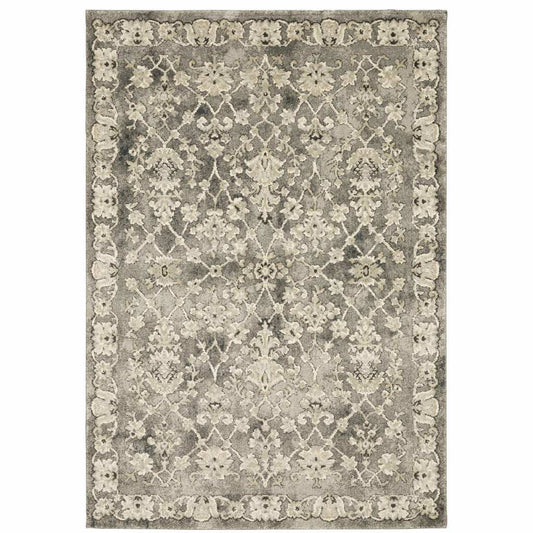 5' X 8' Grey Beige Tan And Brown Oriental Power Loom Stain Resistant Area Rug - Homeroots - Flyclothing LLC