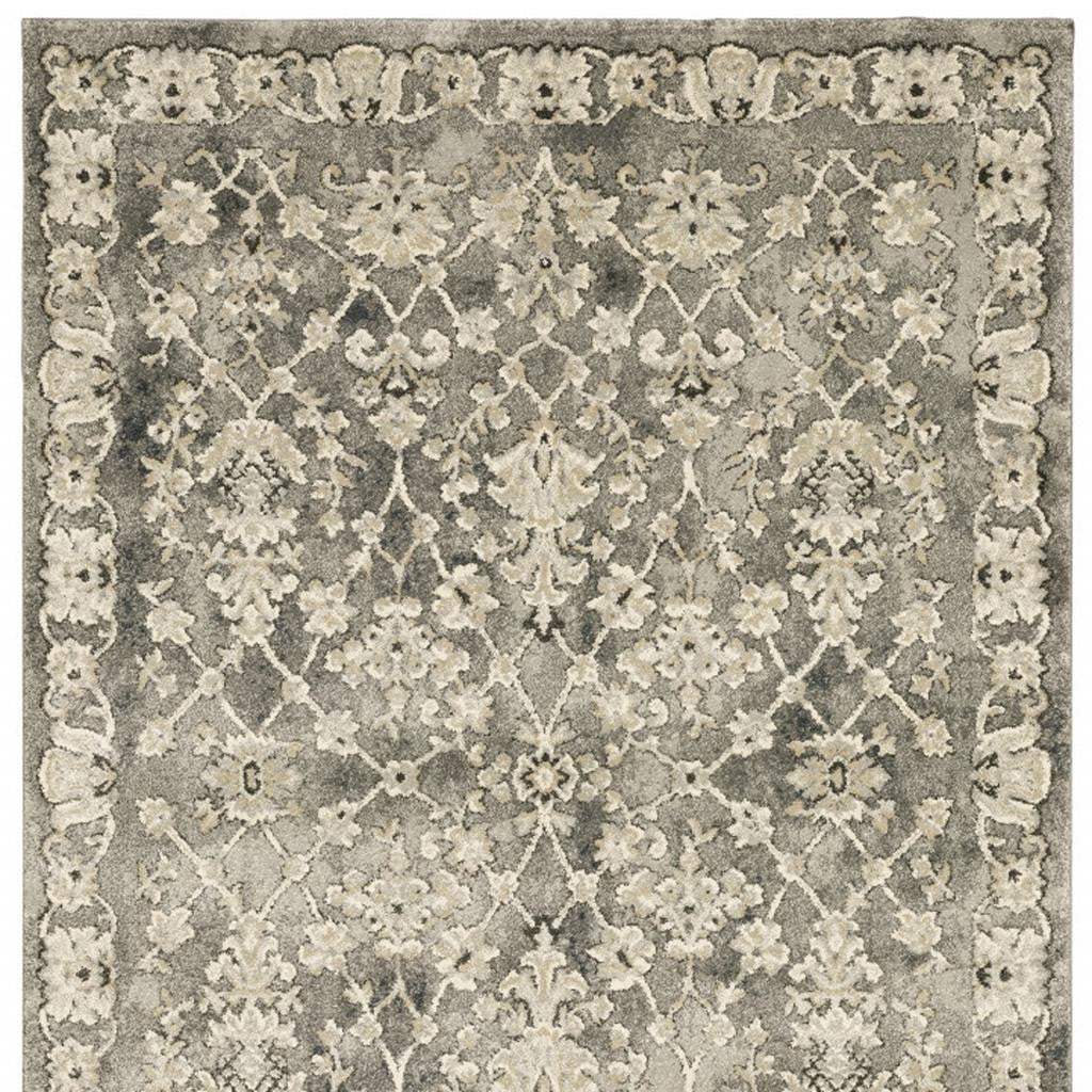 8' X 11' Grey Beige Tan And Brown Oriental Power Loom Stain Resistant Area Rug - Homeroots - Flyclothing LLC