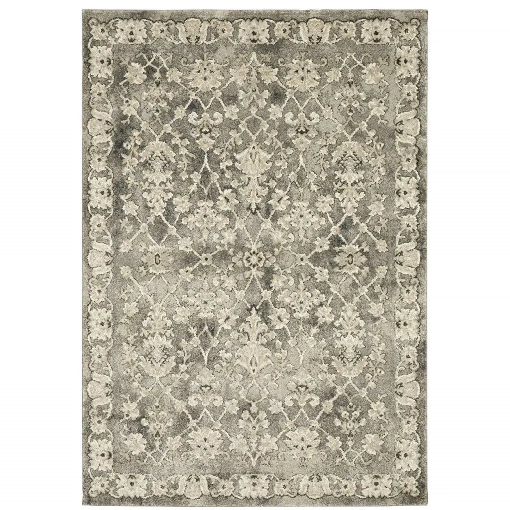 10' X 13' Grey Beige Tan And Brown Oriental Power Loom Stain Resistant Area Rug - Homeroots - Flyclothing LLC