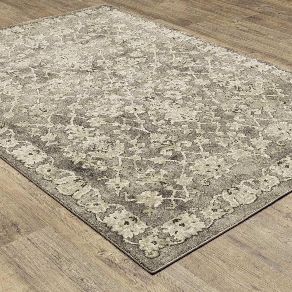 10' X 13' Grey Beige Tan And Brown Oriental Power Loom Stain Resistant Area Rug - Homeroots - Flyclothing LLC