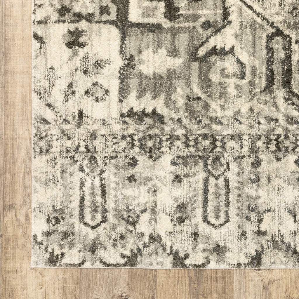2' X 8' Grey Ivory And Brown Oriental Power Loom Stain Resistant Runner Rug - Homeroots - Flyclothing LLC