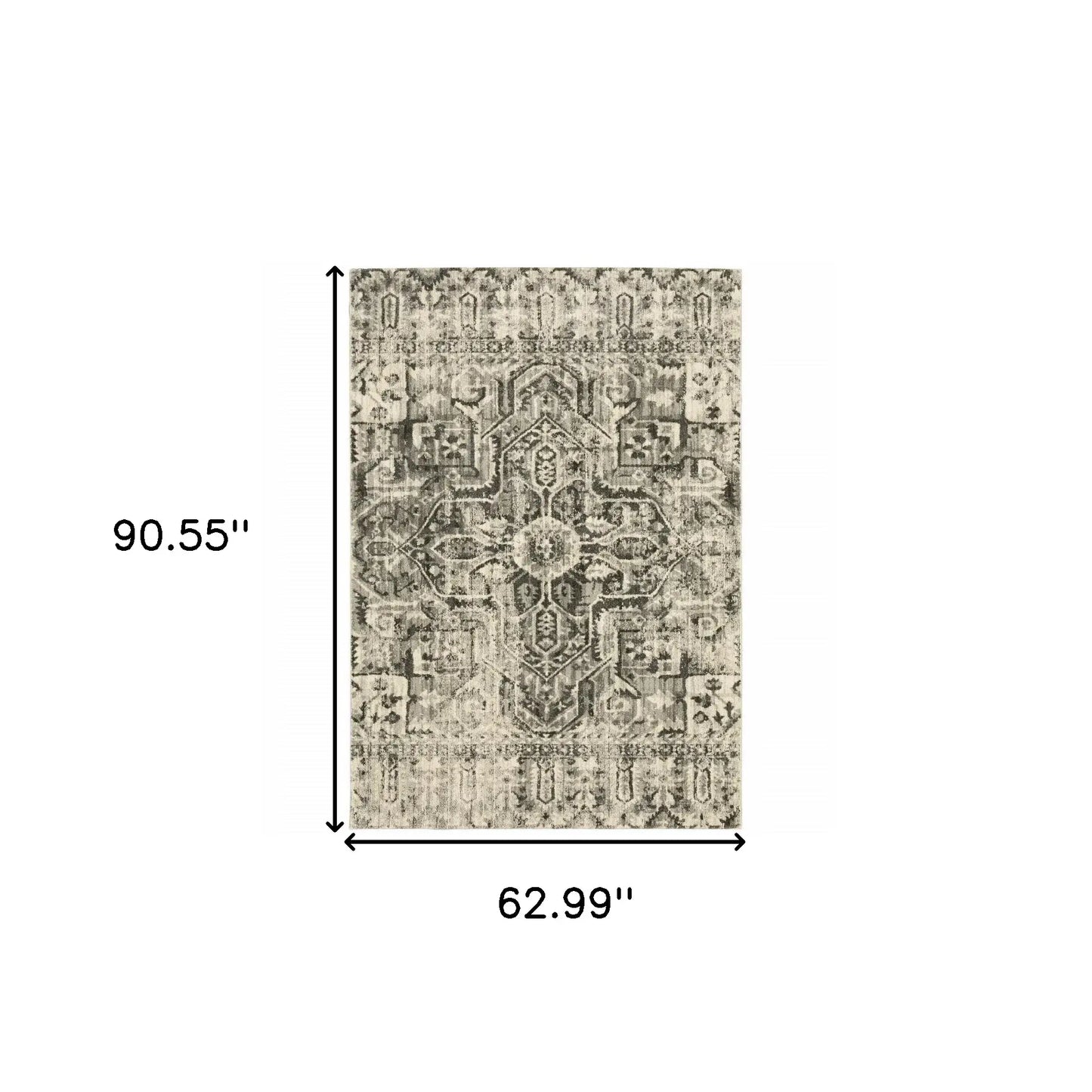 5' X 8' Grey Ivory And Brown Oriental Power Loom Stain Resistant Area Rug - Homeroots - Flyclothing LLC
