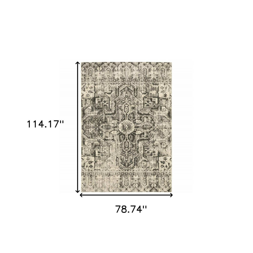 6' X 9' Grey Ivory And Brown Oriental Power Loom Stain Resistant Area Rug - Homeroots - Flyclothing LLC