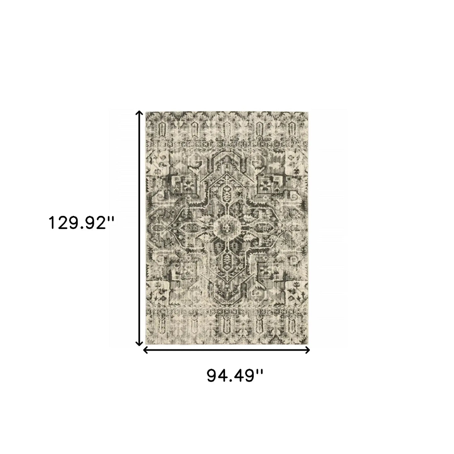 8' X 11' Grey Ivory And Brown Oriental Power Loom Stain Resistant Area Rug - Homeroots - Flyclothing LLC