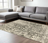 8' X 11' Grey Ivory And Brown Oriental Power Loom Stain Resistant Area Rug - Homeroots - Flyclothing LLC