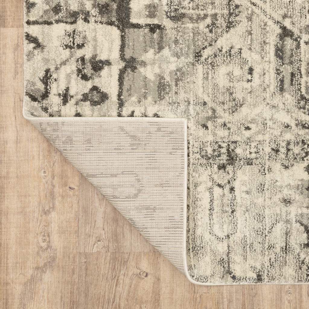 10' X 13' Grey Ivory And Brown Oriental Power Loom Stain Resistant Area Rug - Homeroots - Flyclothing LLC
