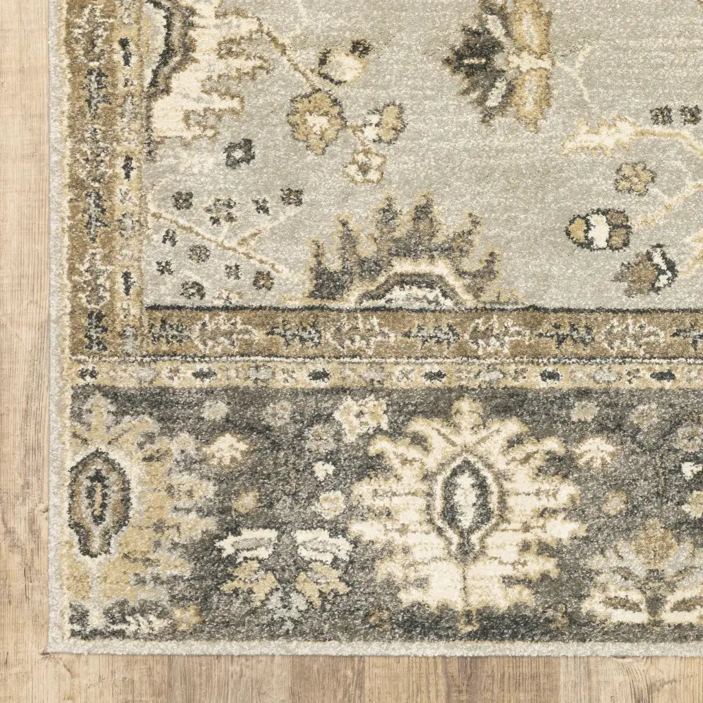 2' X 8' Grey Brown Tan And Beige Oriental Power Loom Stain Resistant Runner Rug - Homeroots - Flyclothing LLC