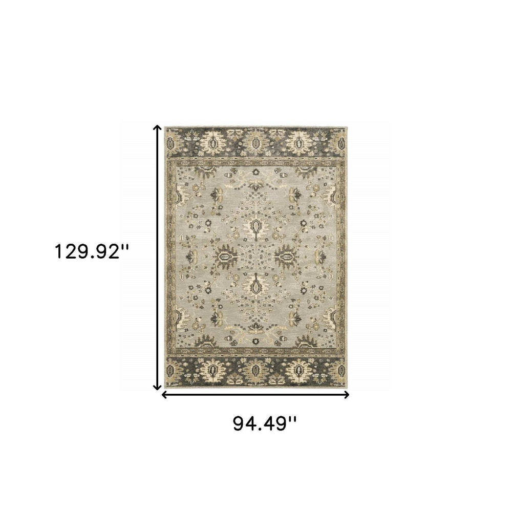 8' X 11' Grey Brown Tan And Beige Oriental Power Loom Stain Resistant Area Rug - Homeroots - Flyclothing LLC