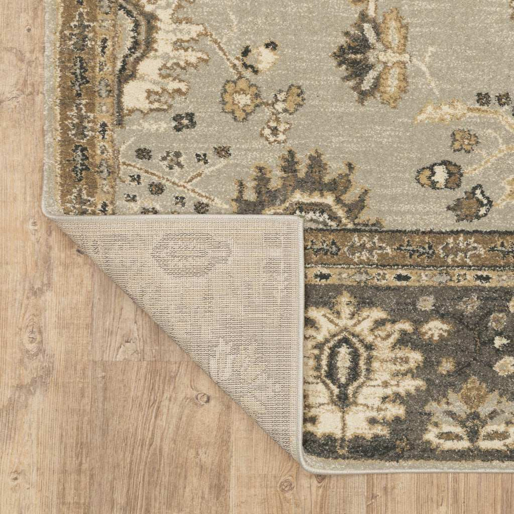 8' X 11' Grey Brown Tan And Beige Oriental Power Loom Stain Resistant Area Rug - Homeroots - Flyclothing LLC